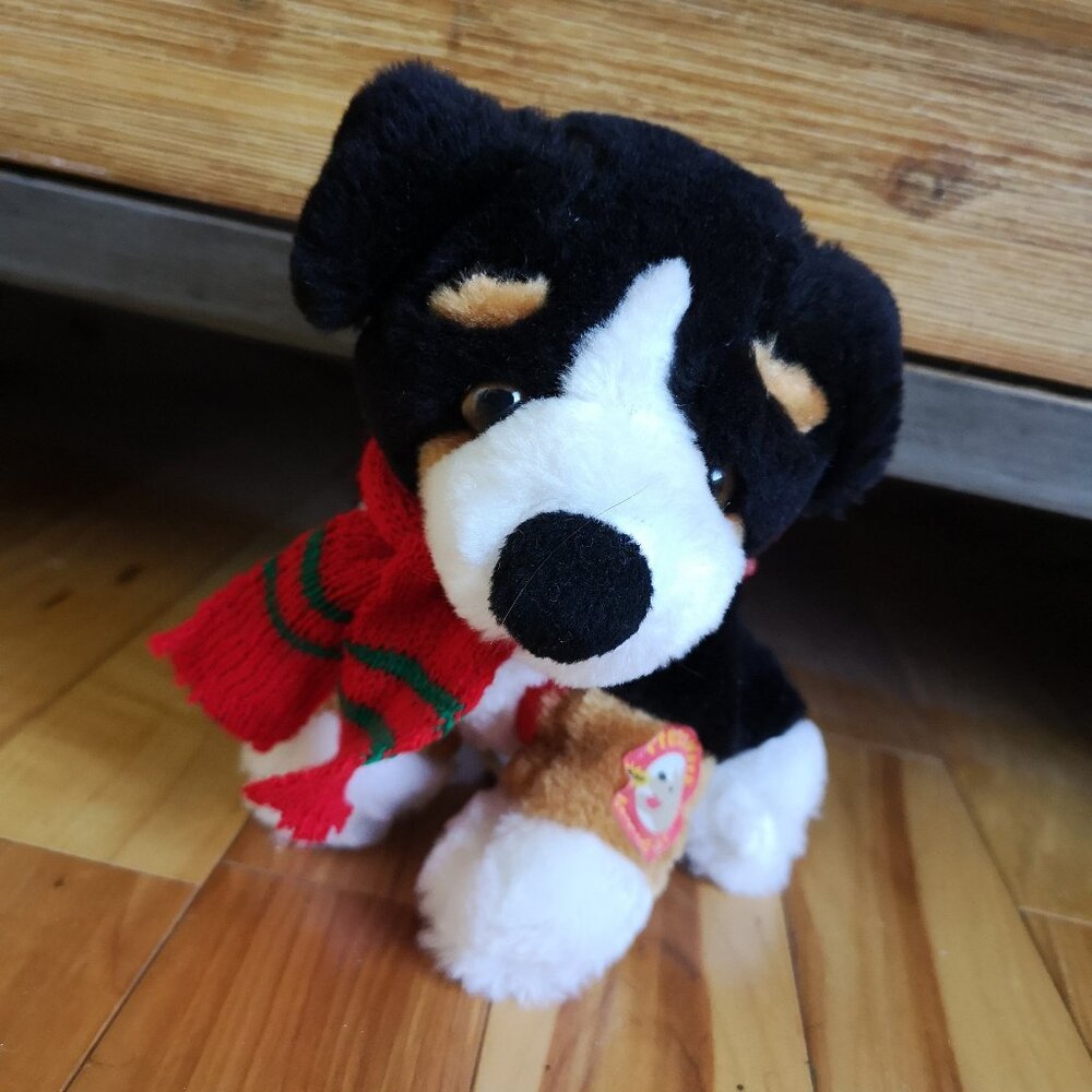 VINTAGE Bernese Mountain Dog Winter Plush with Backpack Wonka